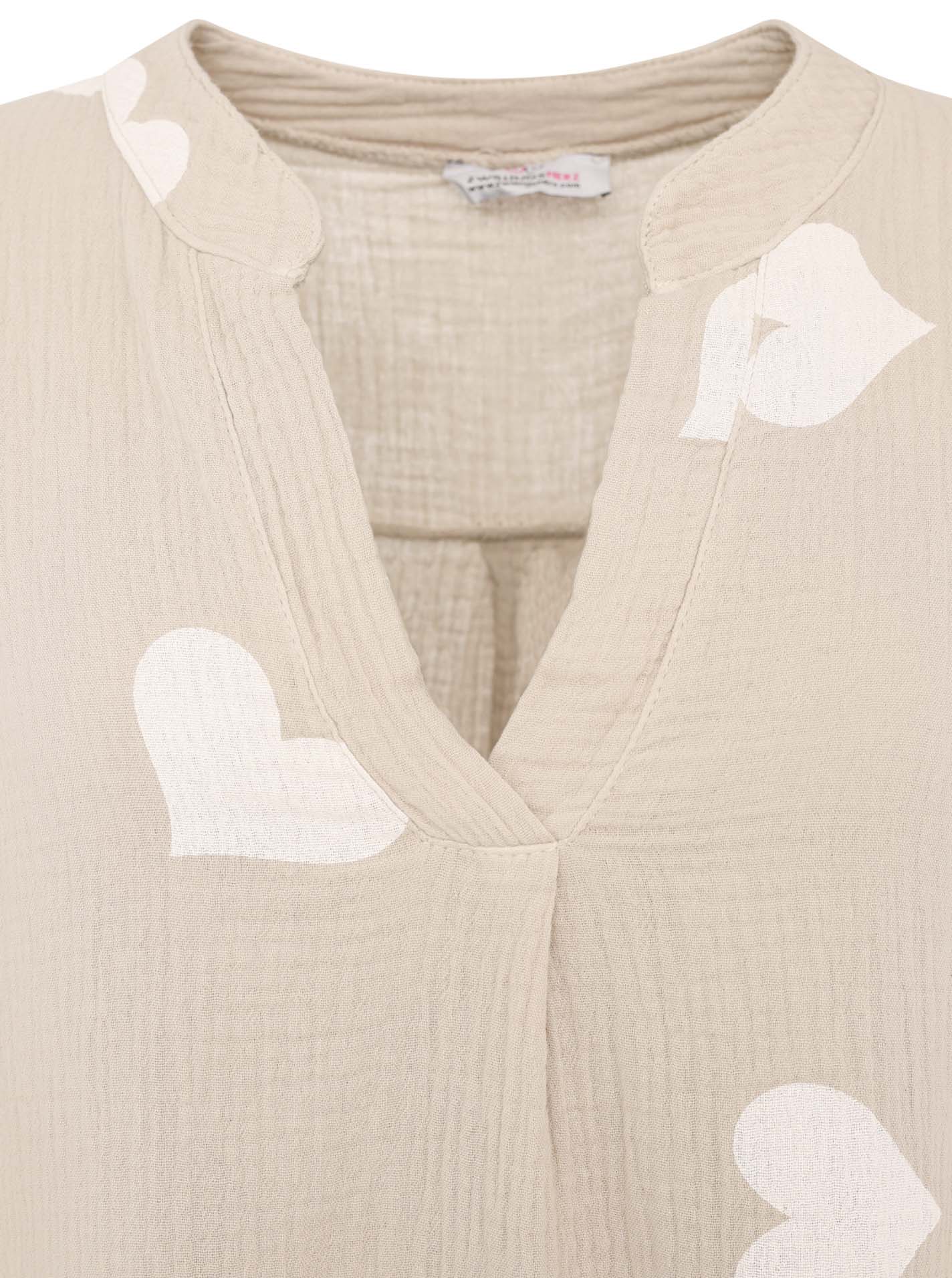 Zwillingsherz Musselin Kleid/Tunika Herz - Beige/Weiß