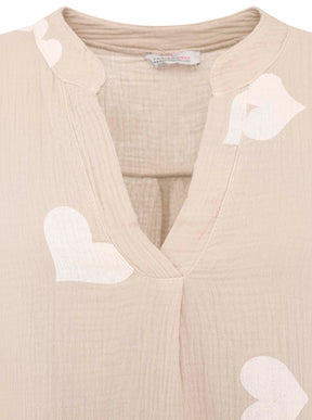 Zwillingsherz Musselin Kleid/Tunika Herz - Beige/Weiß