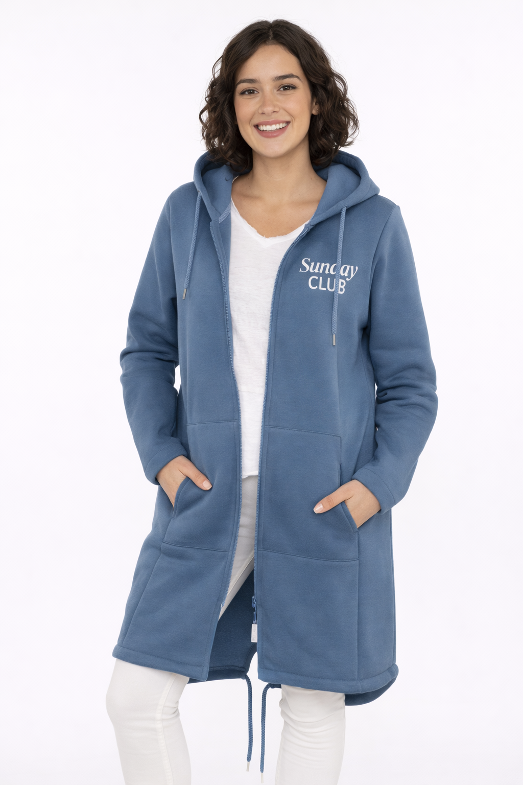 Zwillingsherz - Hoodiemantel "Sunday Club" - Jeansblau