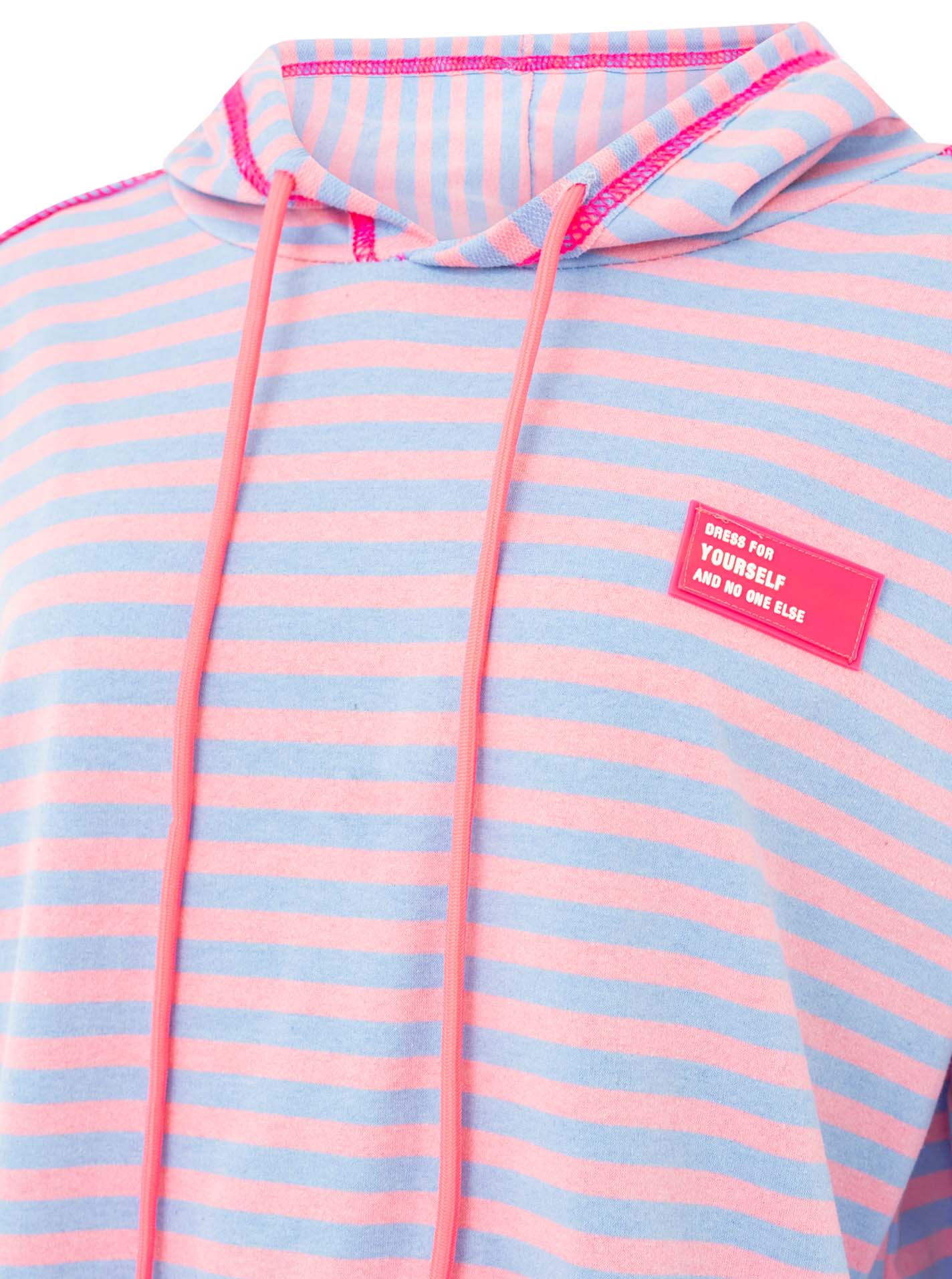 Zwillingsherz Hoodie "Neon Streifen" - Hellblau