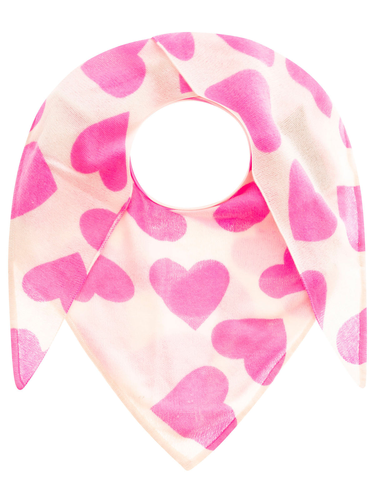 Zwillingsherz Schal - 100% Kaschmir /Cashmere Dreieckstuch "Herzchen" Beige/Pink