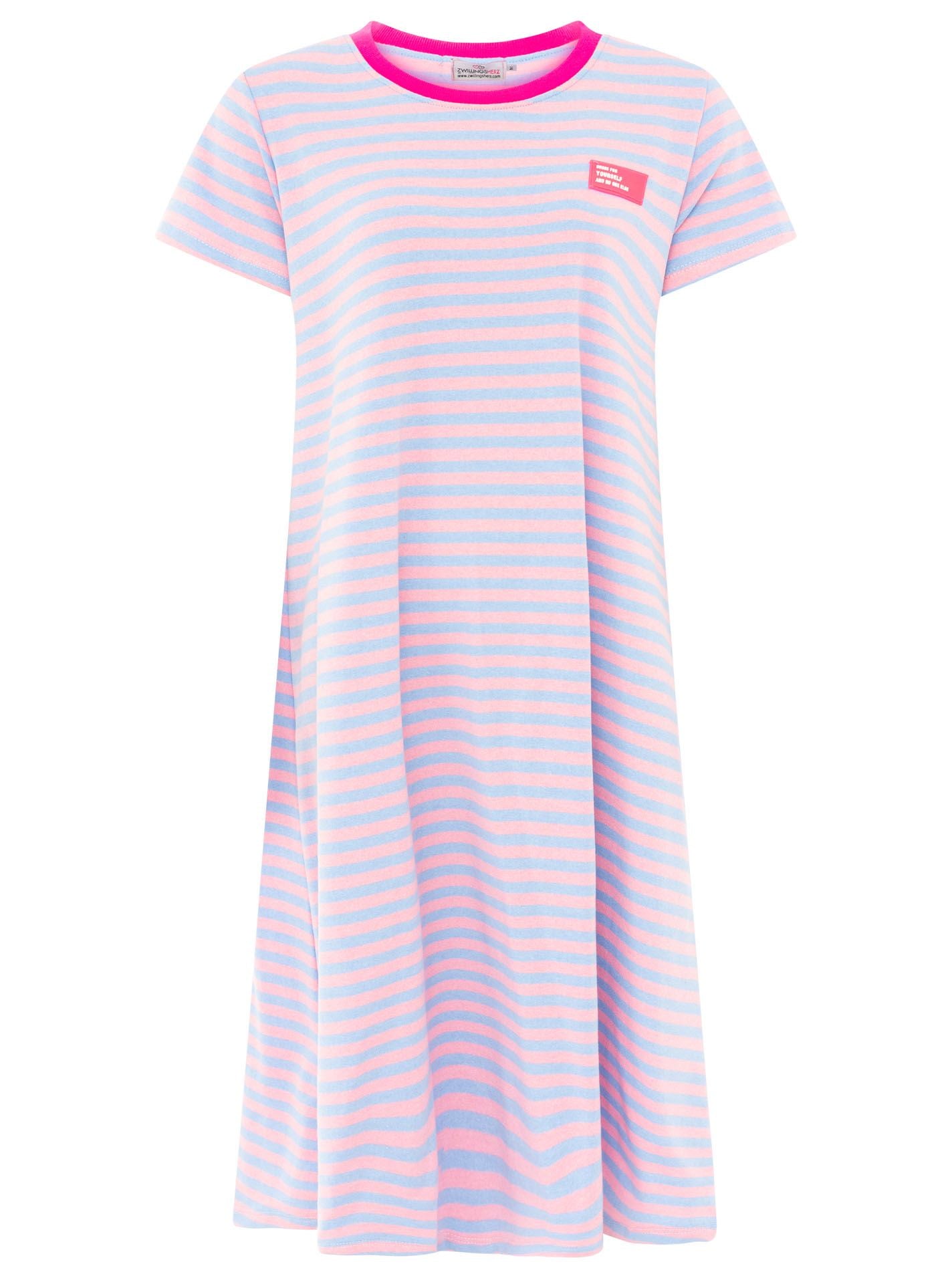 Zwillingsherz - Sweat Kleid "Neon Streifen" - Blau
