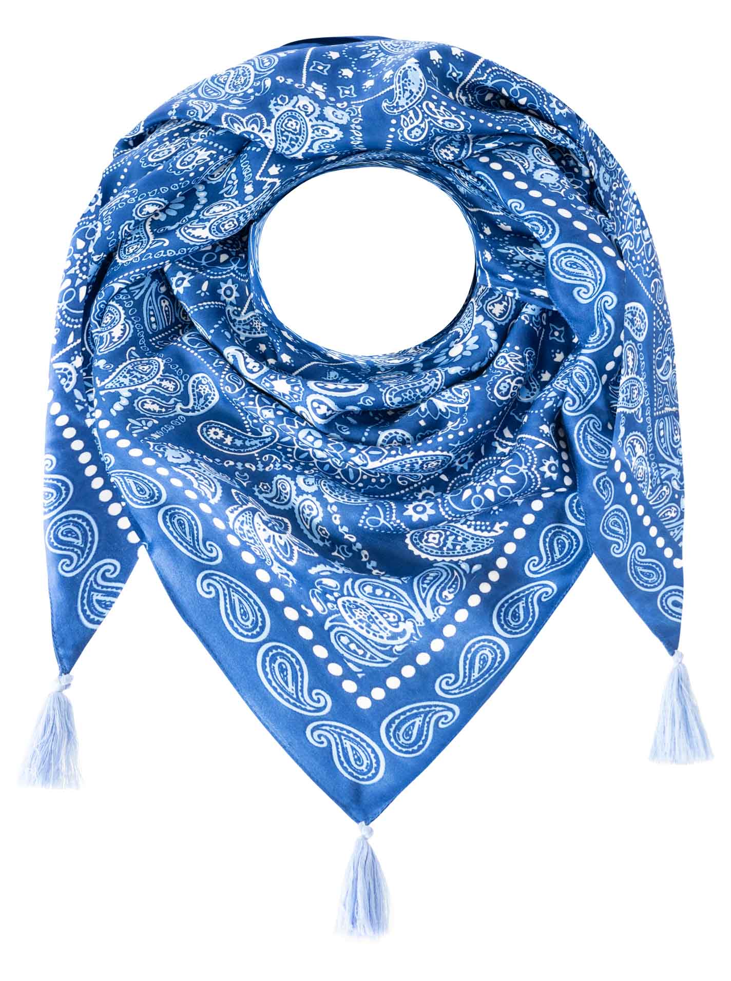 Zwillingsherz - Dreieckstuch Organic Bamboo "Blue Paisley" - Blau