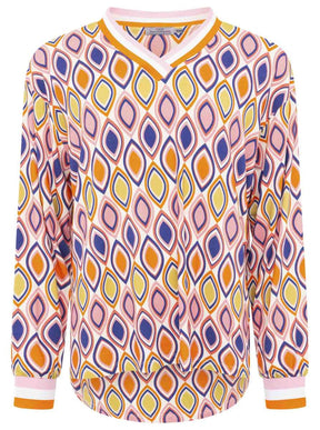 Zwillingsherz - Blusenshirt Ornamente - Blau/Orange