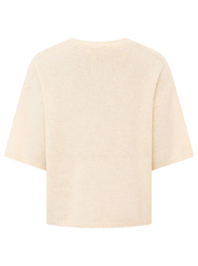 Zwillingsherz - Kurzarm Pullover Boxy - Beige