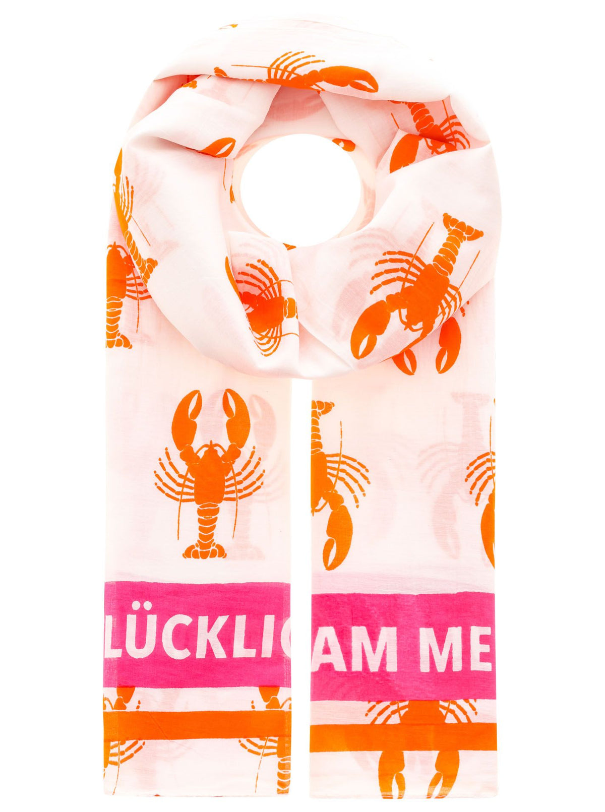Zwillingsherz - Schal - Hummer Glücklich am Meer - Orange/Pink