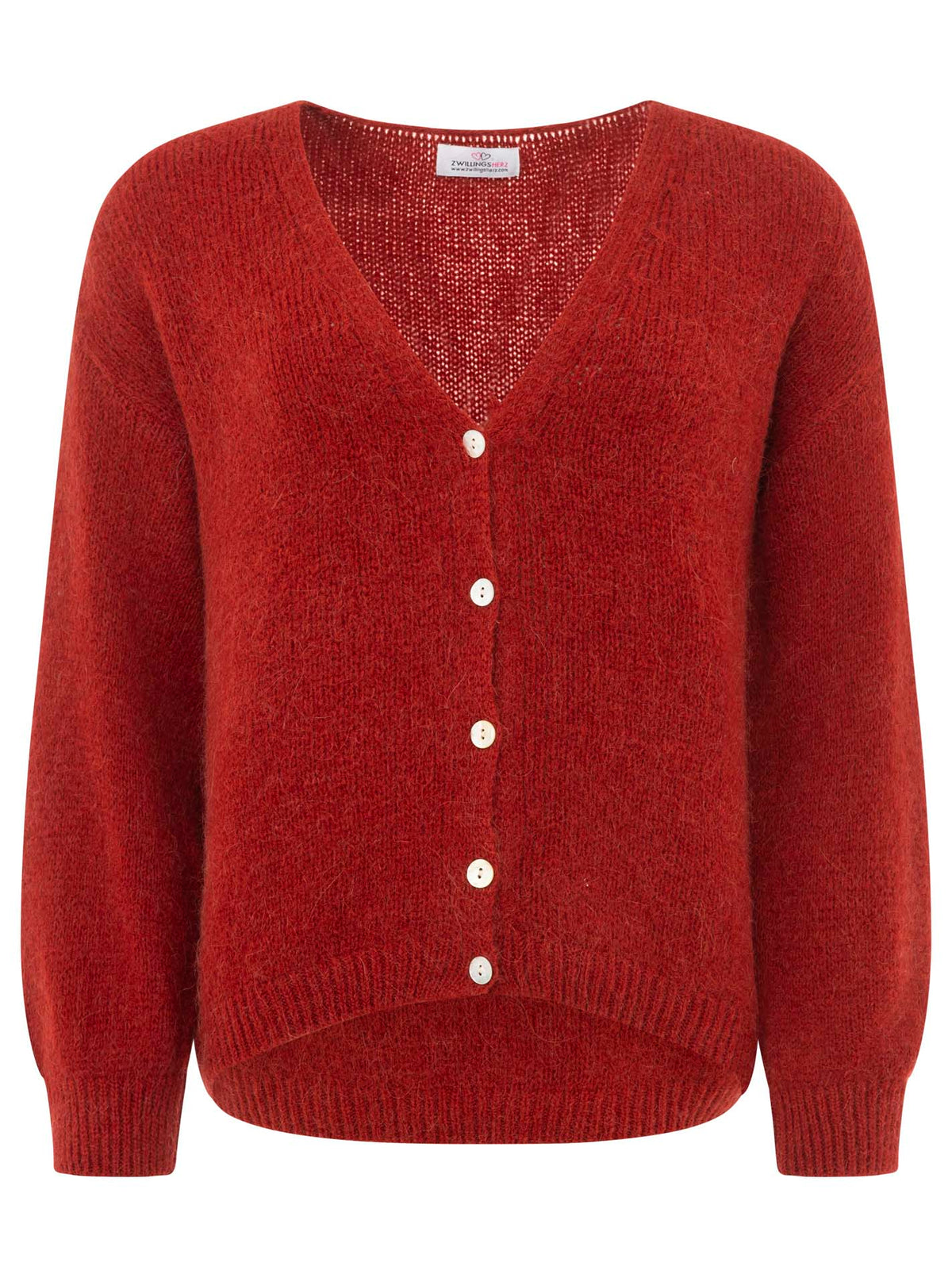Zwillingsherz - Weicher Alpaka Cardigan - Bordeaux Rot