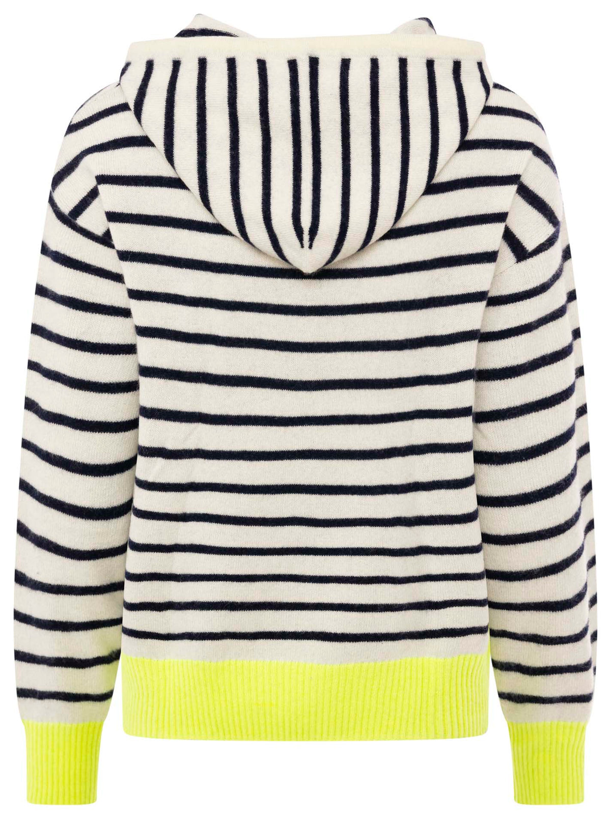 Zwillingsherz Kaschmir Hoodie Neonstreifen - Blau/Neongelb