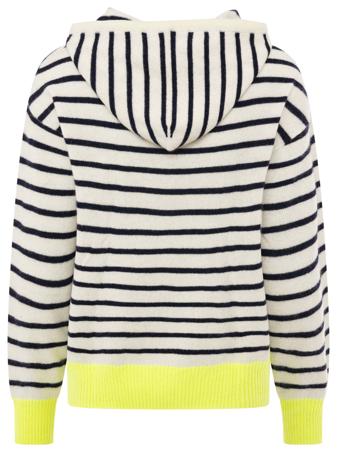 Zwillingsherz Kaschmir Hoodie Neonstreifen - Blau/Neongelb