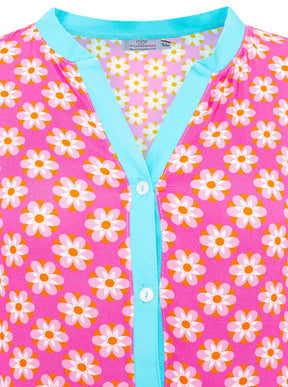 Zwillingsherz - Maxi Kleid Blumen Flower Paradise  - Pink/Orange/Blau