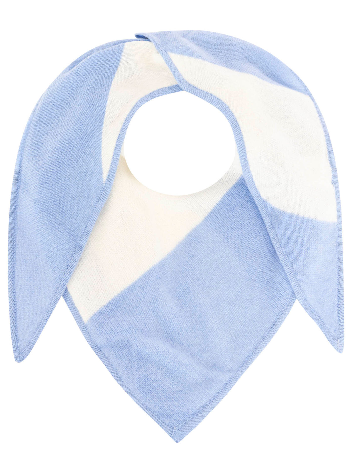 Zwillingsherz Kaschmir Schal - Dreieckstuch Blockstreifen (100% Cashmere) - Wollweiß/Blau