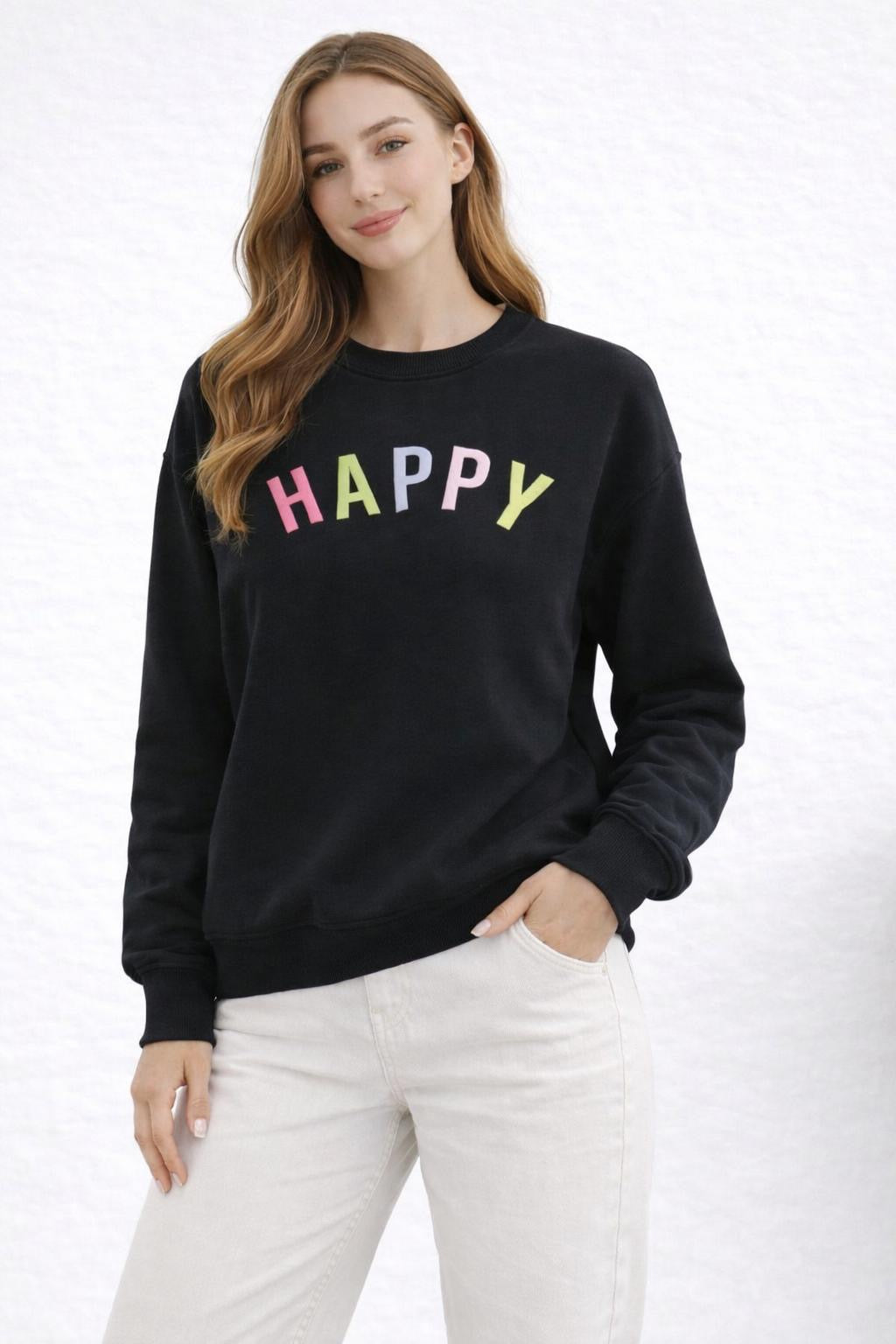Flair - Sweatshirt Happy - Schwarz