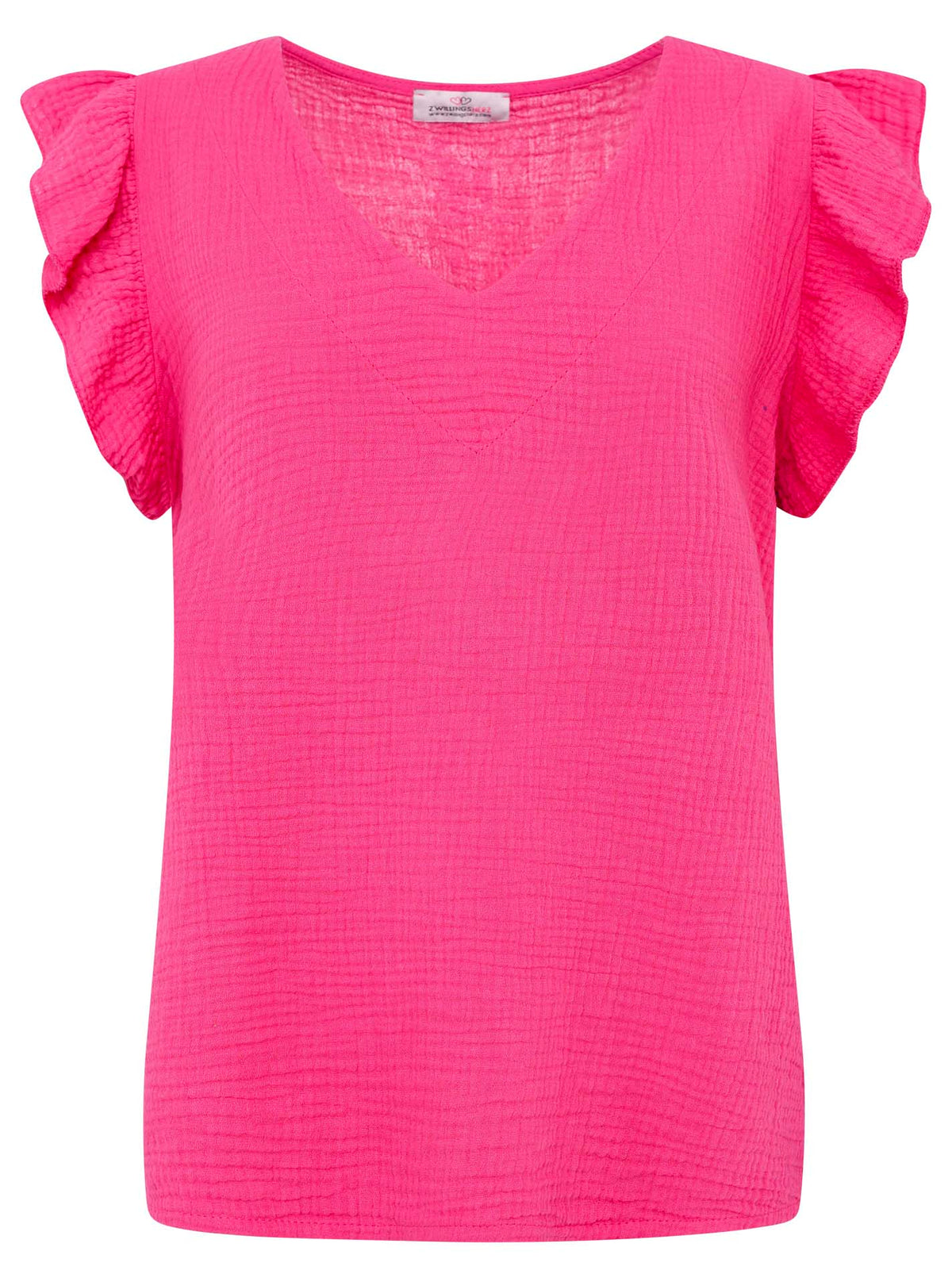 Zwillingsherz - Musselin Bluse Rüschen - Pink