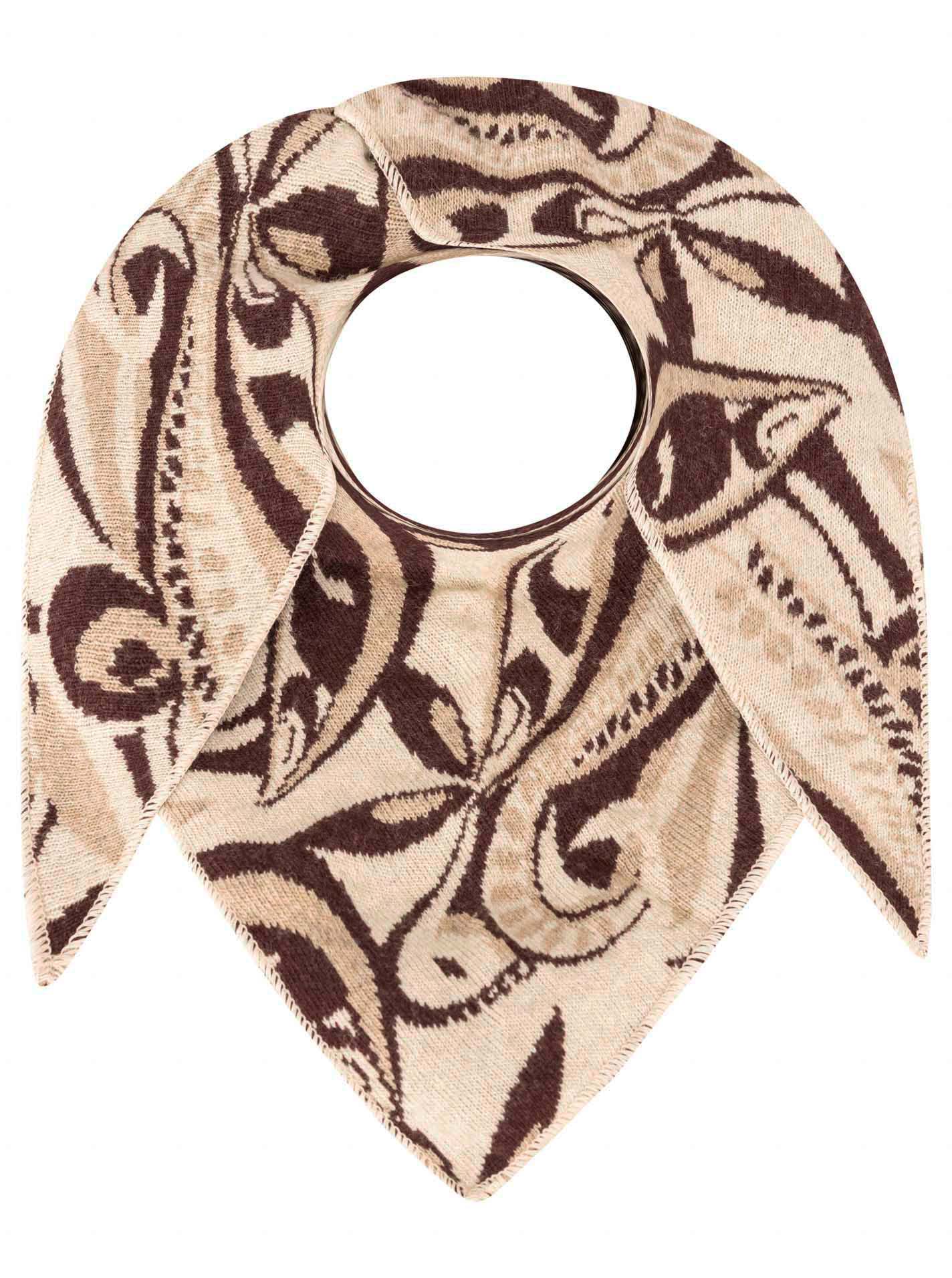 Zwillingsherz Schal - Dreieckstuch "Winter Neon" mit Kaschmir - Beige/Braun