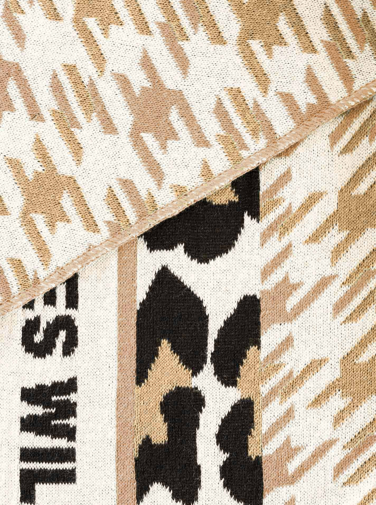 Zwillingsherz - Dreieckstuch/Schal „Wild Vibes Hahnentritt“ Baumwolle - Beige
