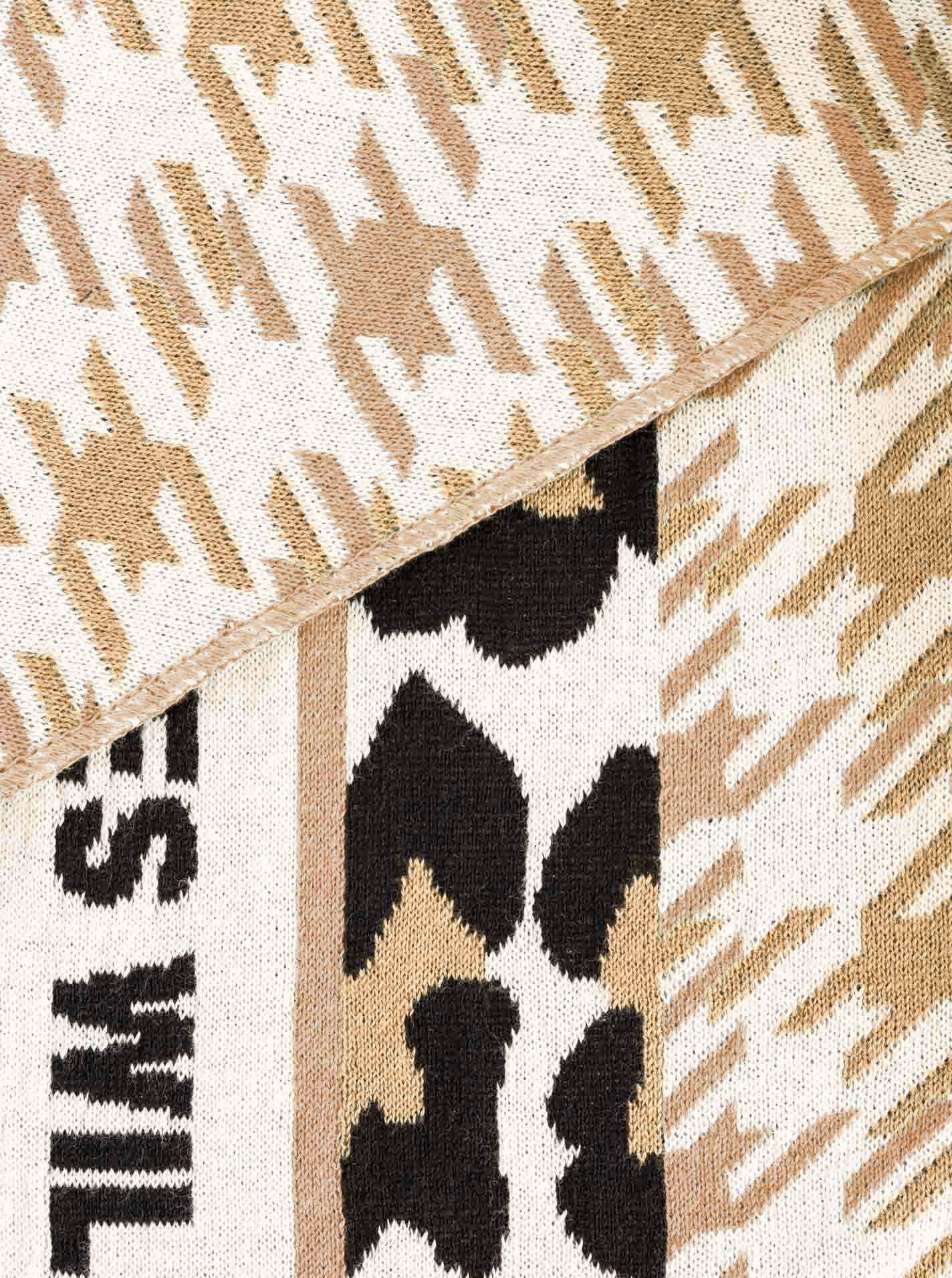 Zwillingsherz - Dreieckstuch/Schal „Wild Vibes Hahnentritt“ Baumwolle - Beige