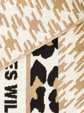 Zwillingsherz - Dreieckstuch/Schal „Wild Vibes Hahnentritt“ Baumwolle - Beige