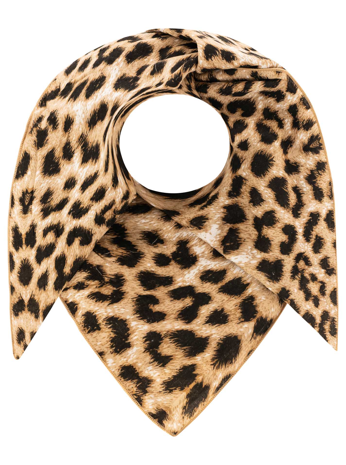 Zwillingsherz - Viereckstuch/Schal "Musselin Leo" Baumwolle - Beige/Schwarz