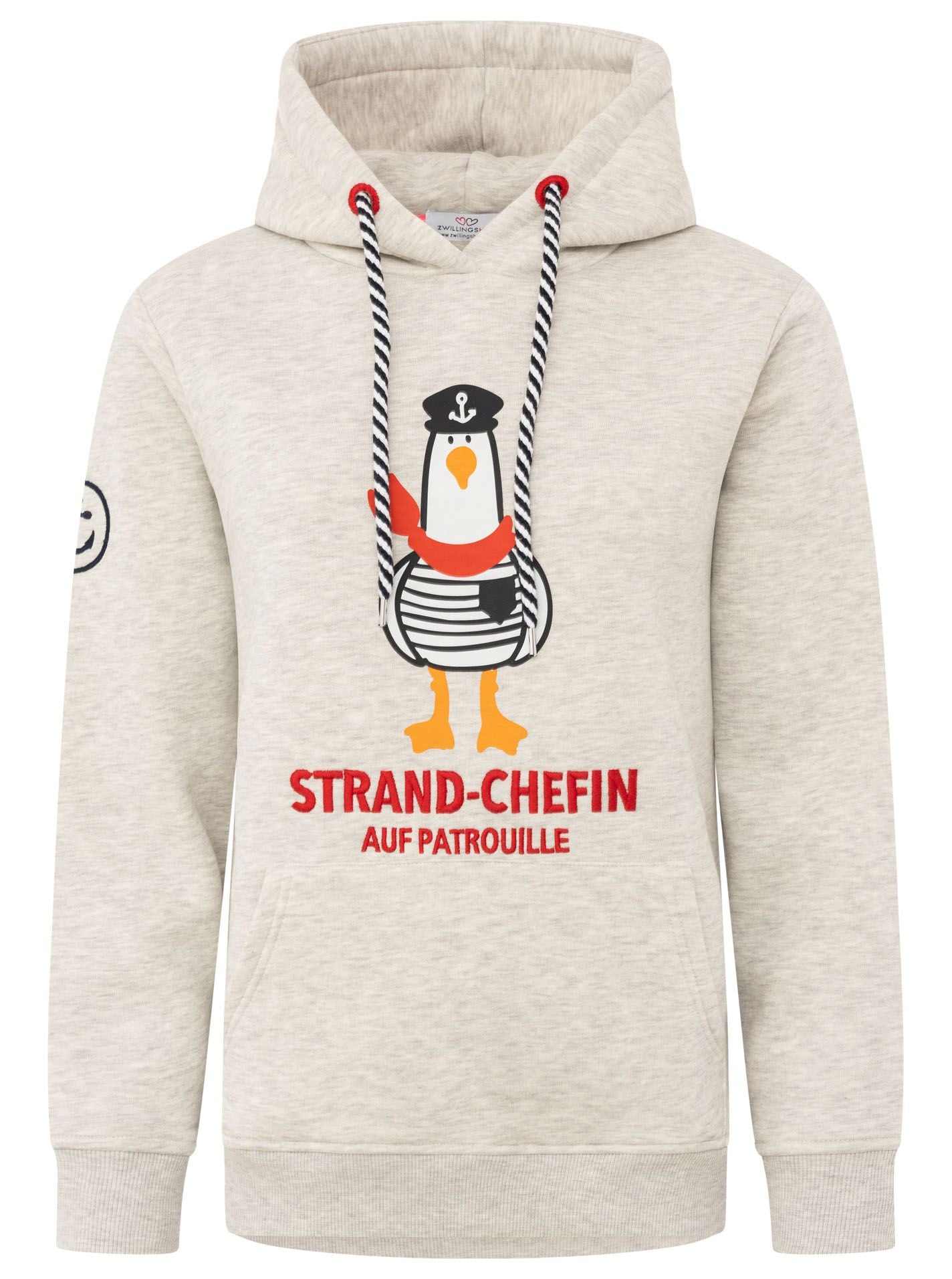 Zwillingsherz - Hoodie "Strand-Chefin" - Grau