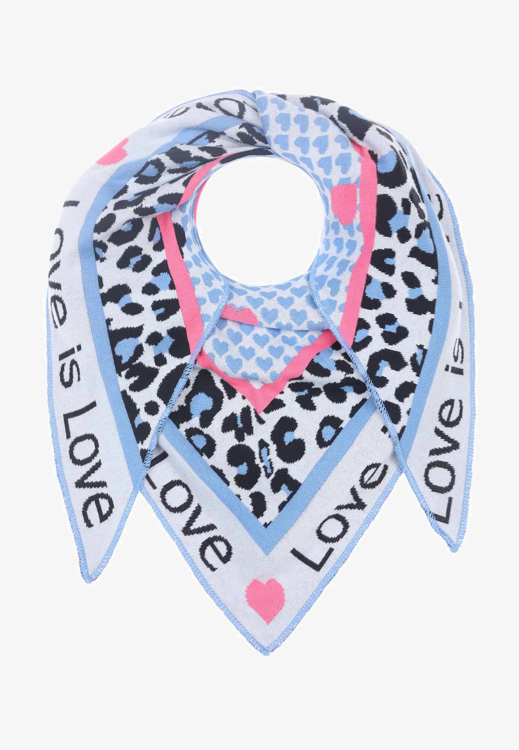 Zwillingsherz - Dreieckstuch "Love is Love" Baumwolle - Blau/Beige