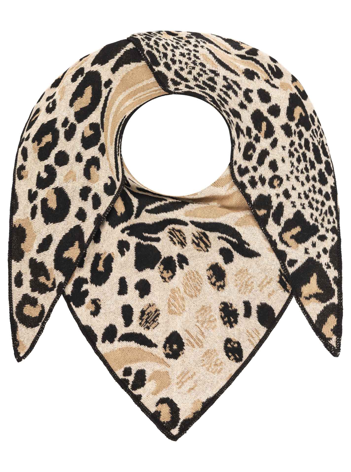 Zwillingsherz - Dreieckstuch "Wild life Leo " Baumwolle - Beige/Schwarz