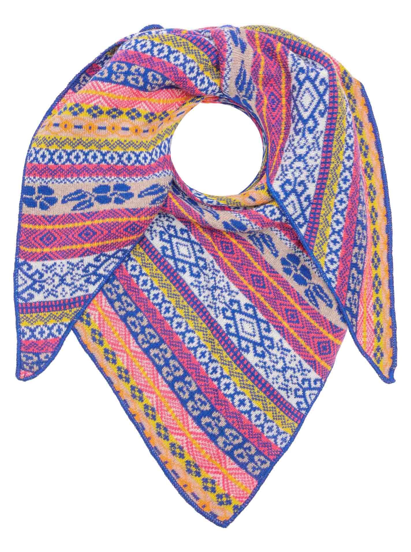 Zwillingsherz - Dreieckstuch "Oslo" Kaschmir - Blau/Gelb