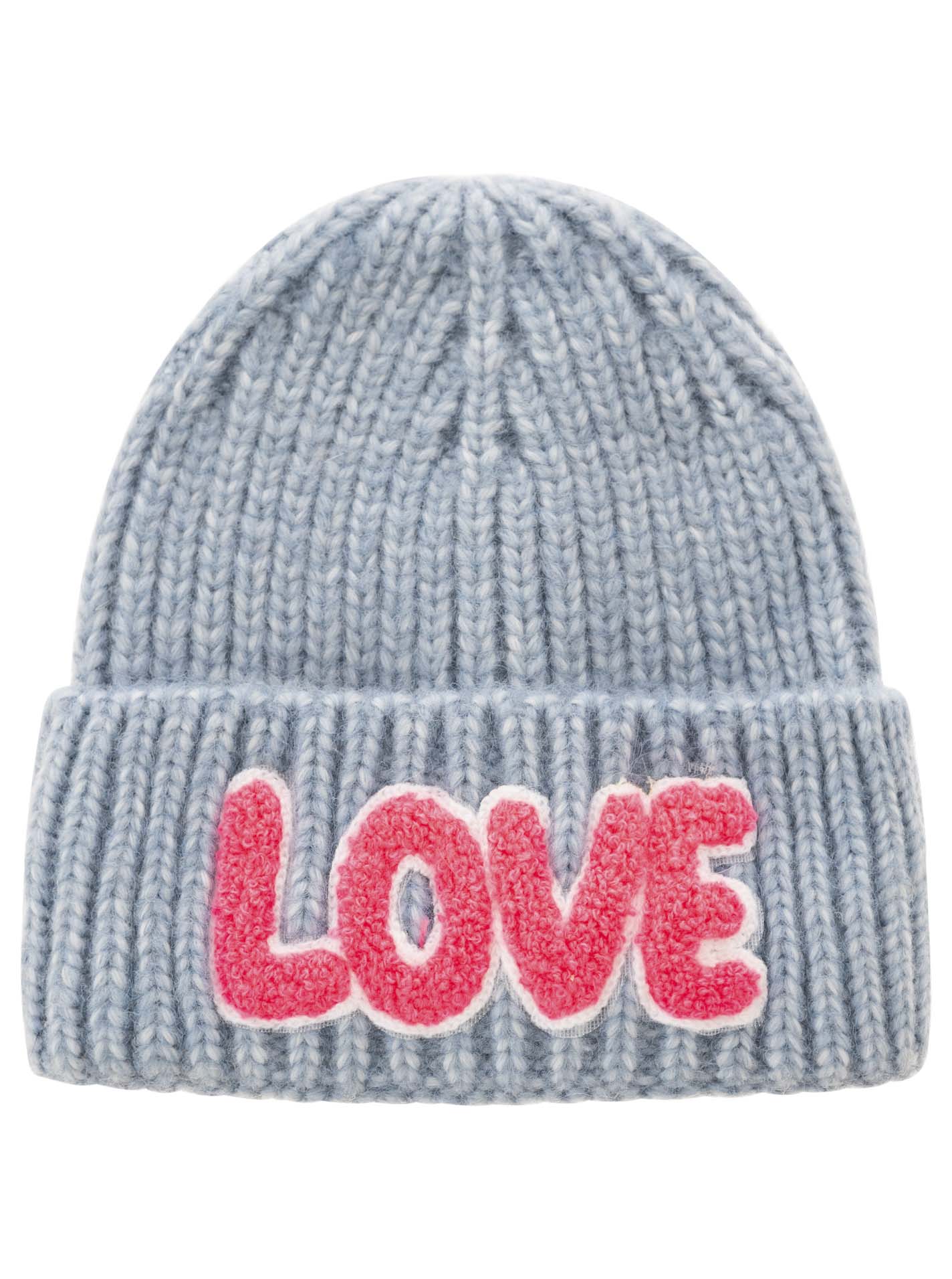 Zwillingsherz - Mütze mit Umschlag "Love" - Blau