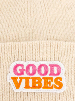 Zwillingsherz - UMSCHLAGMÜTZE WOLLMIX "GOOD VIBES" - Hellbeige