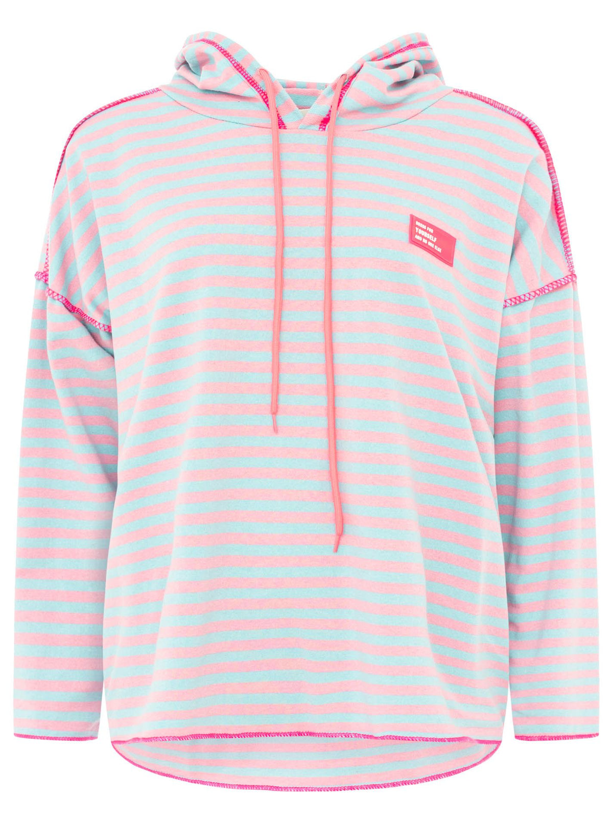 Zwillingsherz Hoodie "Neon Streifen" - Türkis