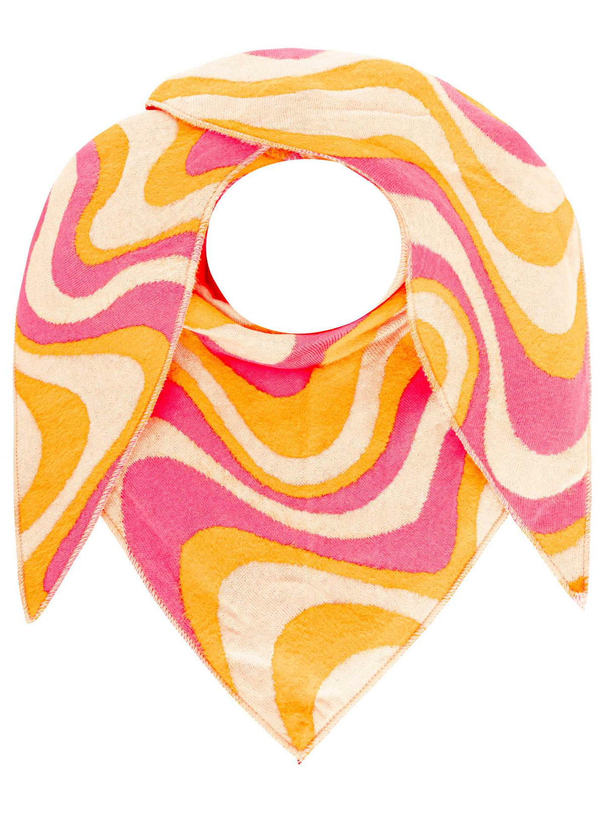 Zwillingsherz - Dreieckstuch/Schal "Waves" Baumwolle - Beige/Orange