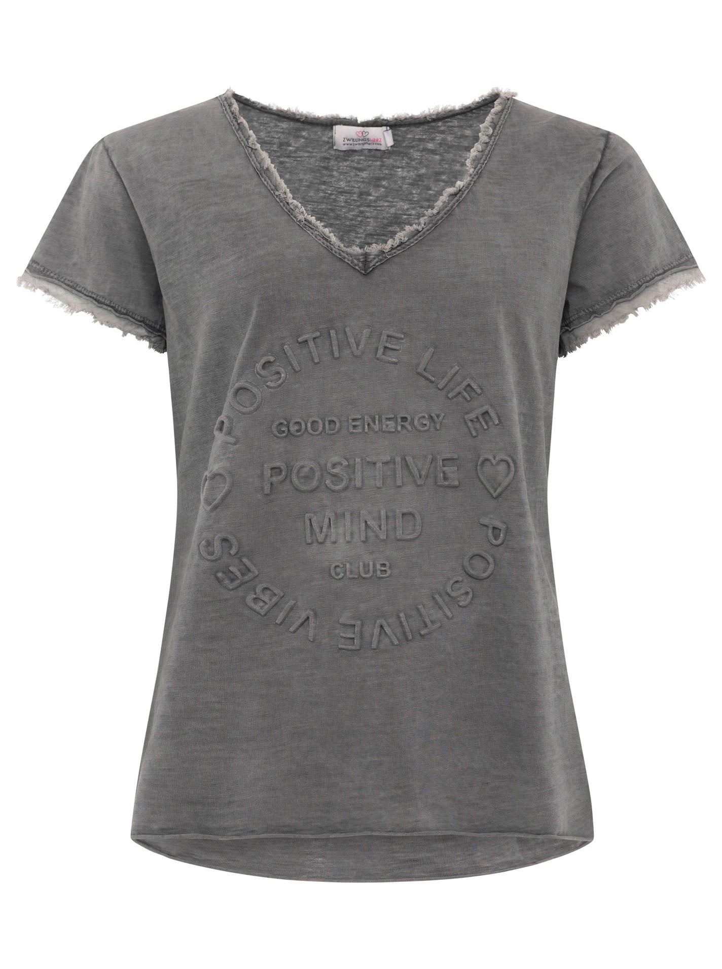 Zwillingsherz - Oversized T-Shirt "Positive Mind" - Dunkelgrau