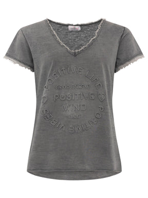 Zwillingsherz - Oversized T-Shirt "Positive Mind" - Dunkelgrau