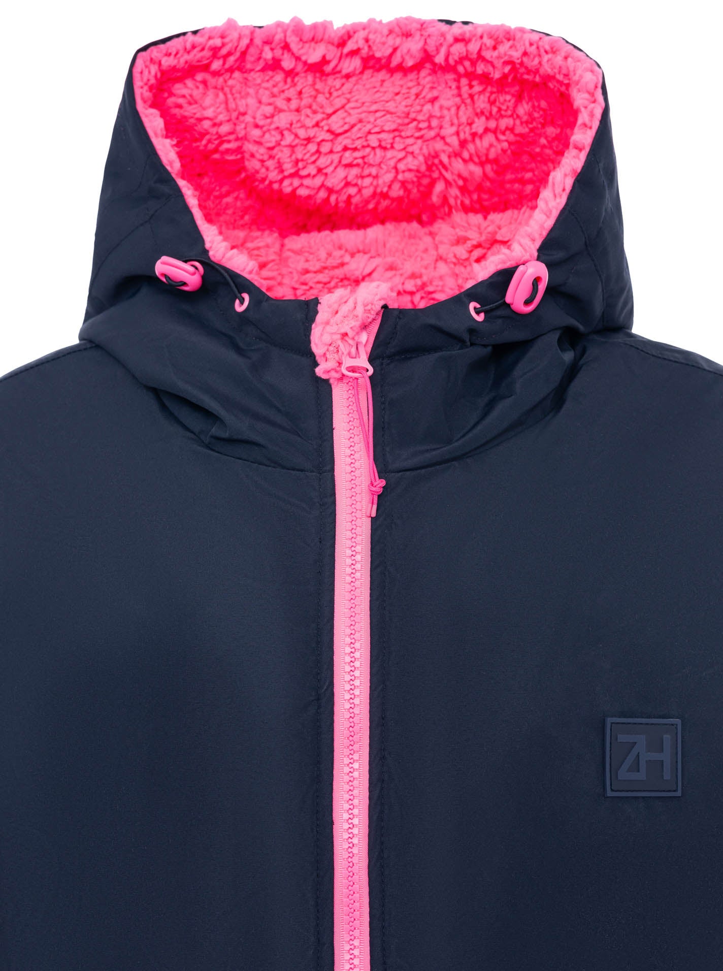 Zwillingsherz Damen Windjacke – Dunkelblau mit pinkem Futter