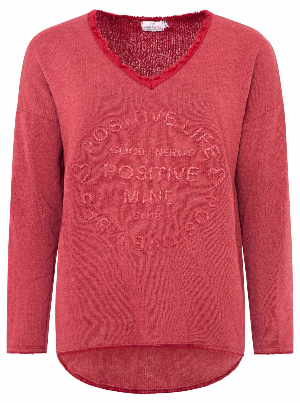 Zwillingsherz -  Sweatshirt "Positive Mind" - Bordeaux