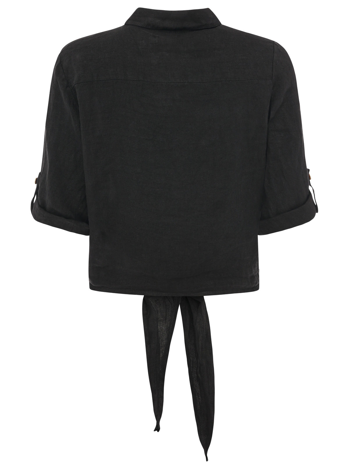 Zwillingsherz - 100% Leinen Bluse mit Knopfleiste - Schwarz
