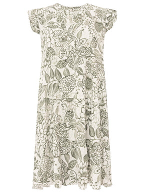 Zwillingsherz - Ärmelloses Viskose Kleid "Flowers" - Grün (SuperSale - keine Retoure)