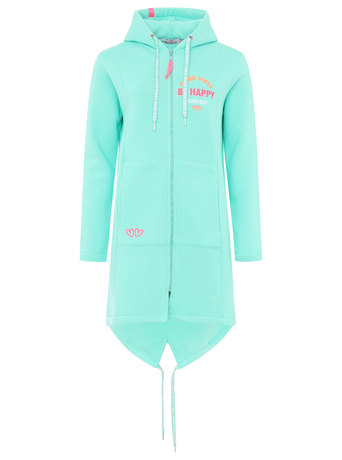 Zwillingsherz - Hoodiemantel "Be Happy" - Mint