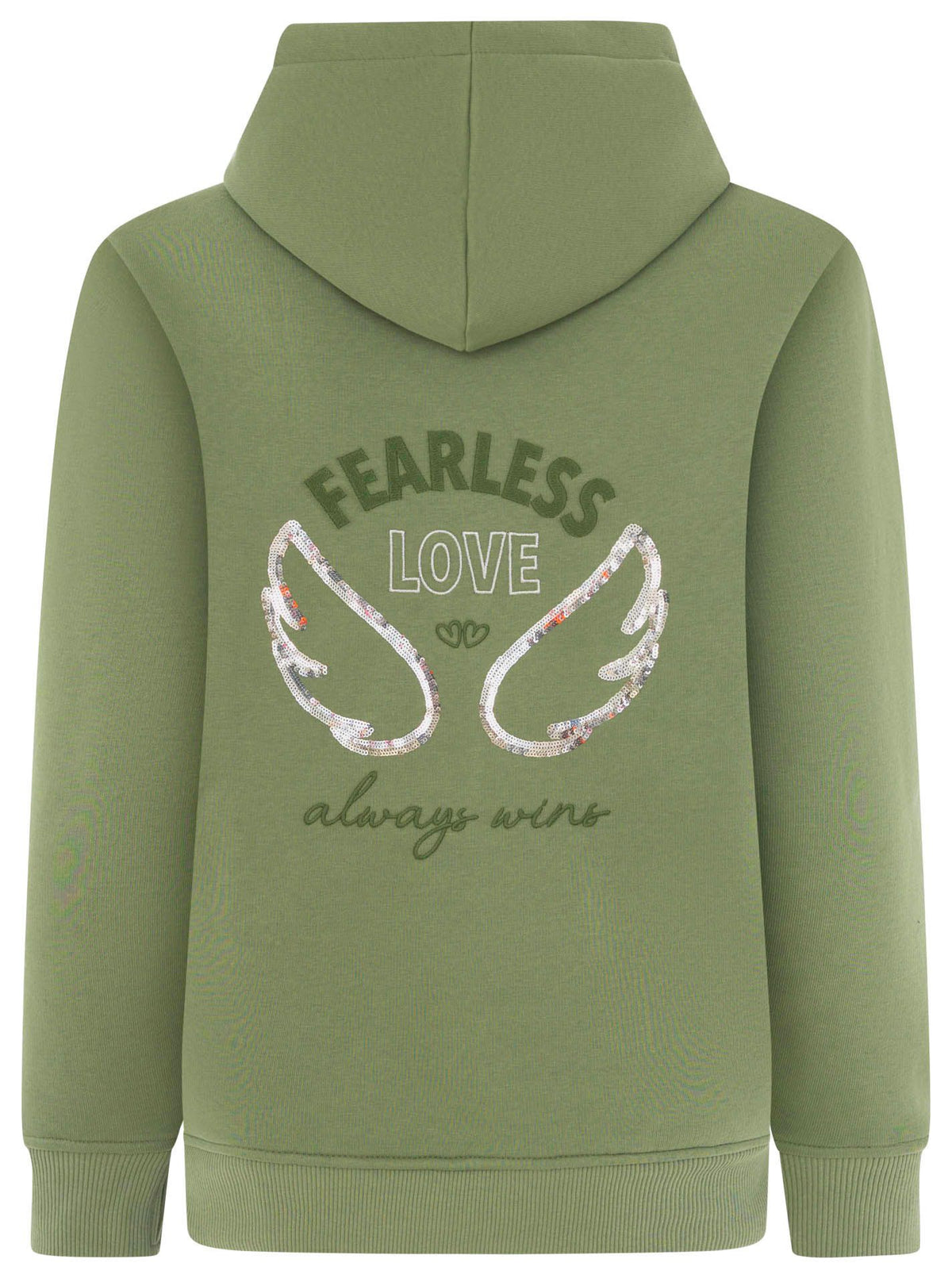 Zwillingsherz - Hoodie mit Pailletten "Love Wins" - Olive