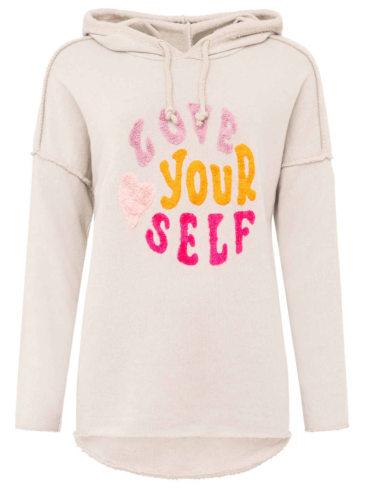 Zwillingsherz - Made in Italy Hoodie "Love Yourself" - Beige/Pink