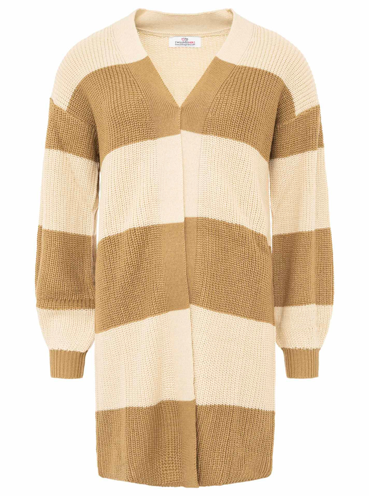 Zwillingsherz - Hochwertiger Cardigan Streifen Katja - Beige