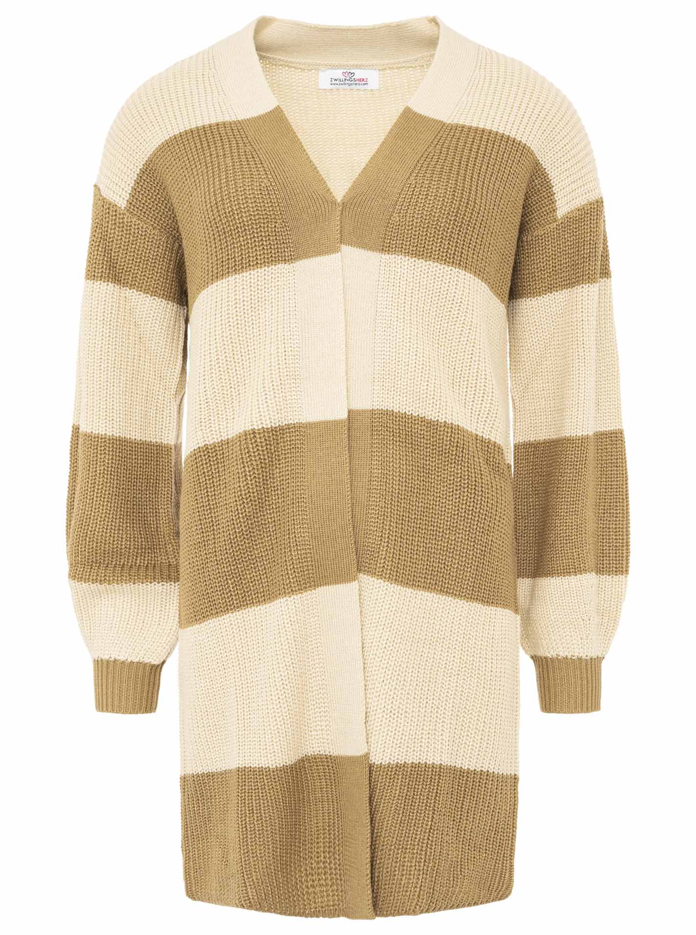 Zwillingsherz - Hochwertiger Cardigan Streifen Katja - Beige