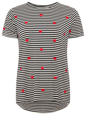Zwillingsherz - T-Shirt Streifen "Streifen Herzen" - Marine