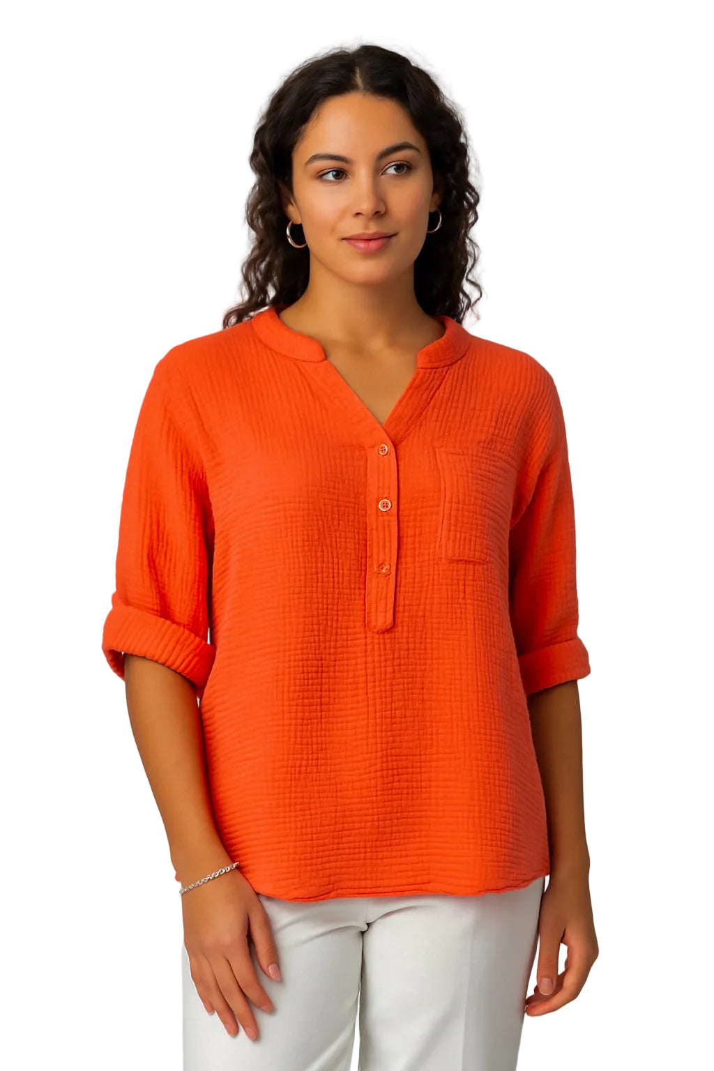 DressWithClass - Musselin-Bluse - Orange