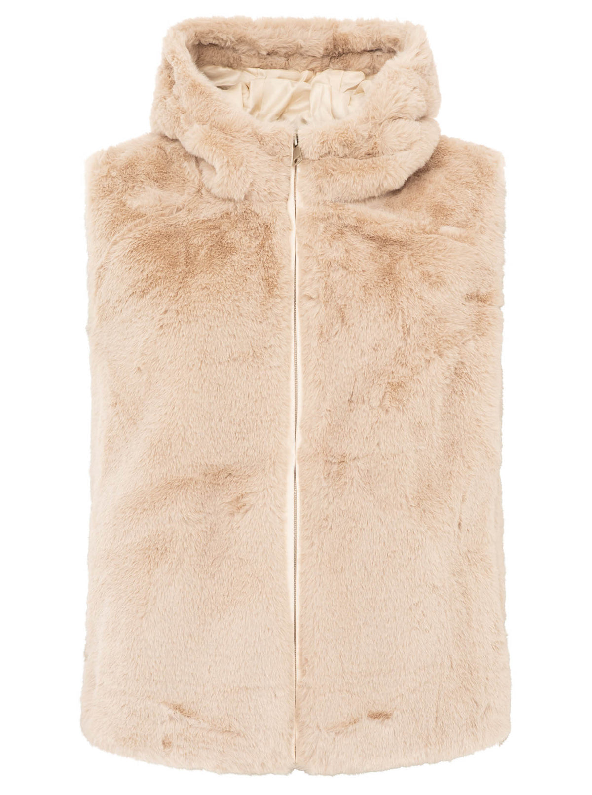 Zwillingsherz Fellweste Hood - Beige