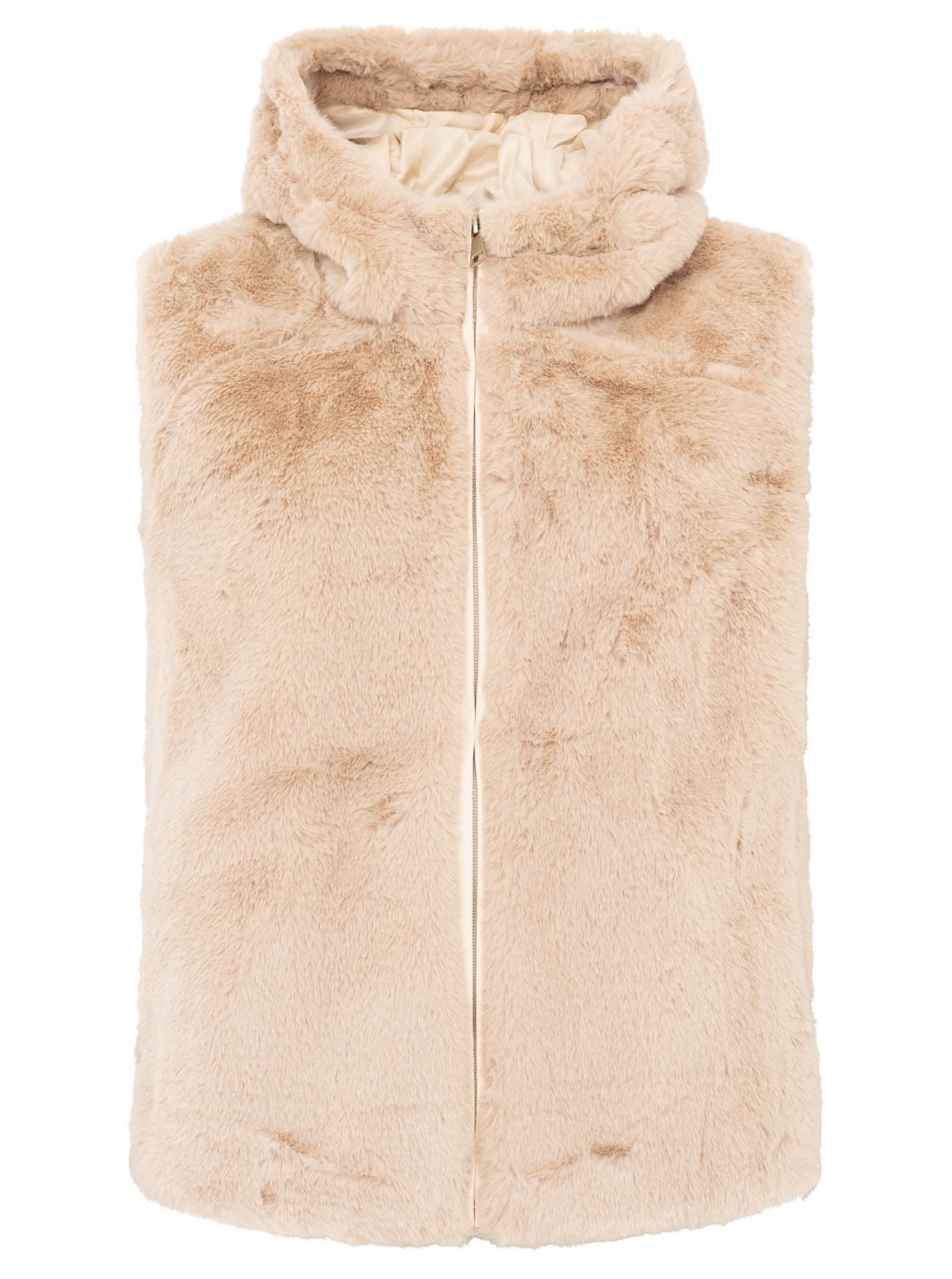 Zwillingsherz Fellweste Hood - Beige