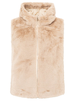 Zwillingsherz Fellweste Hood - Beige