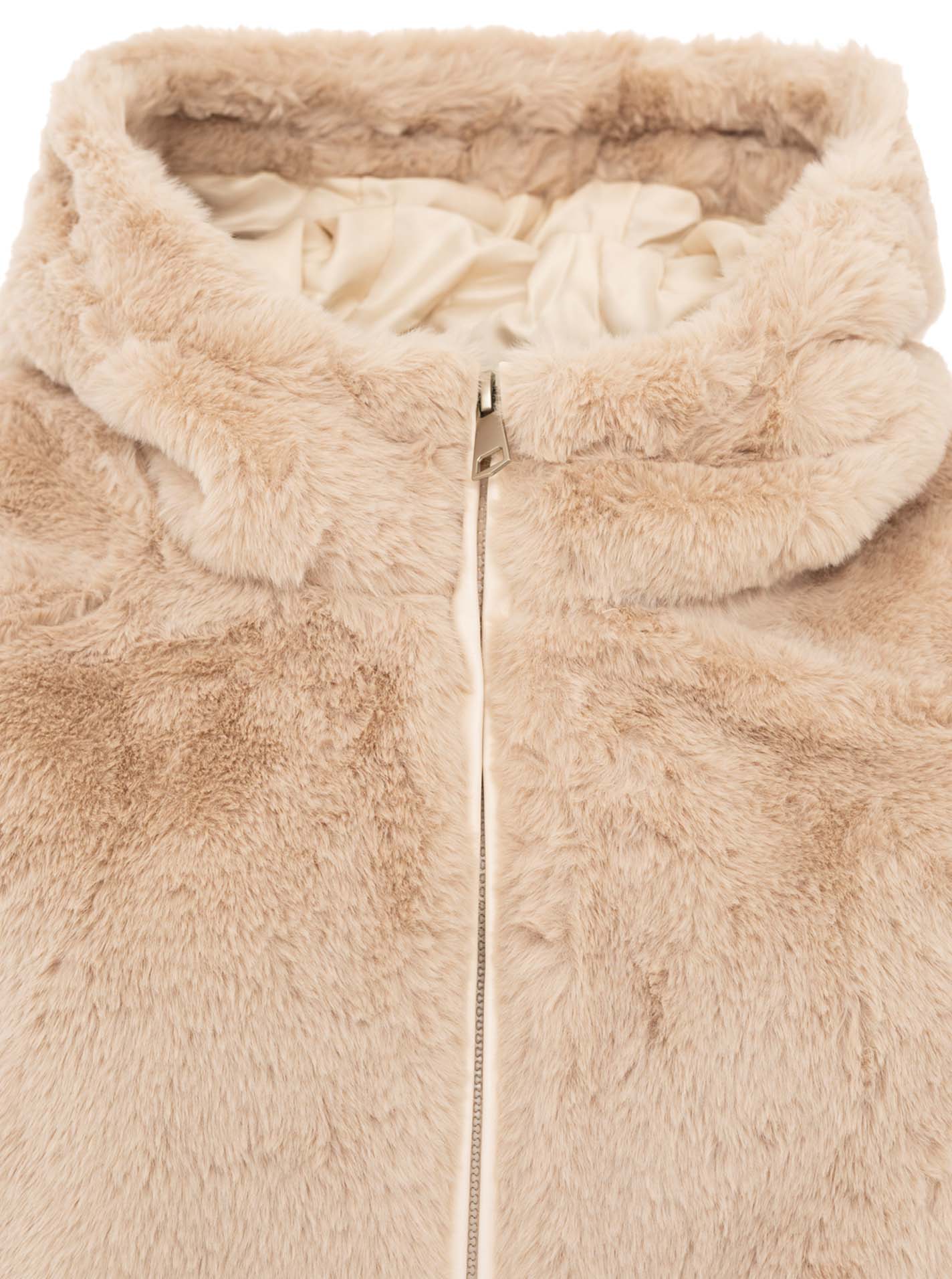 Zwillingsherz Fellweste Hood - Beige