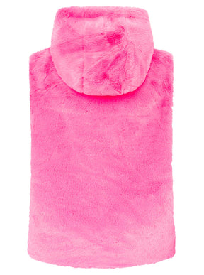 Zwillingsherz Fellweste Hood - Neonpink