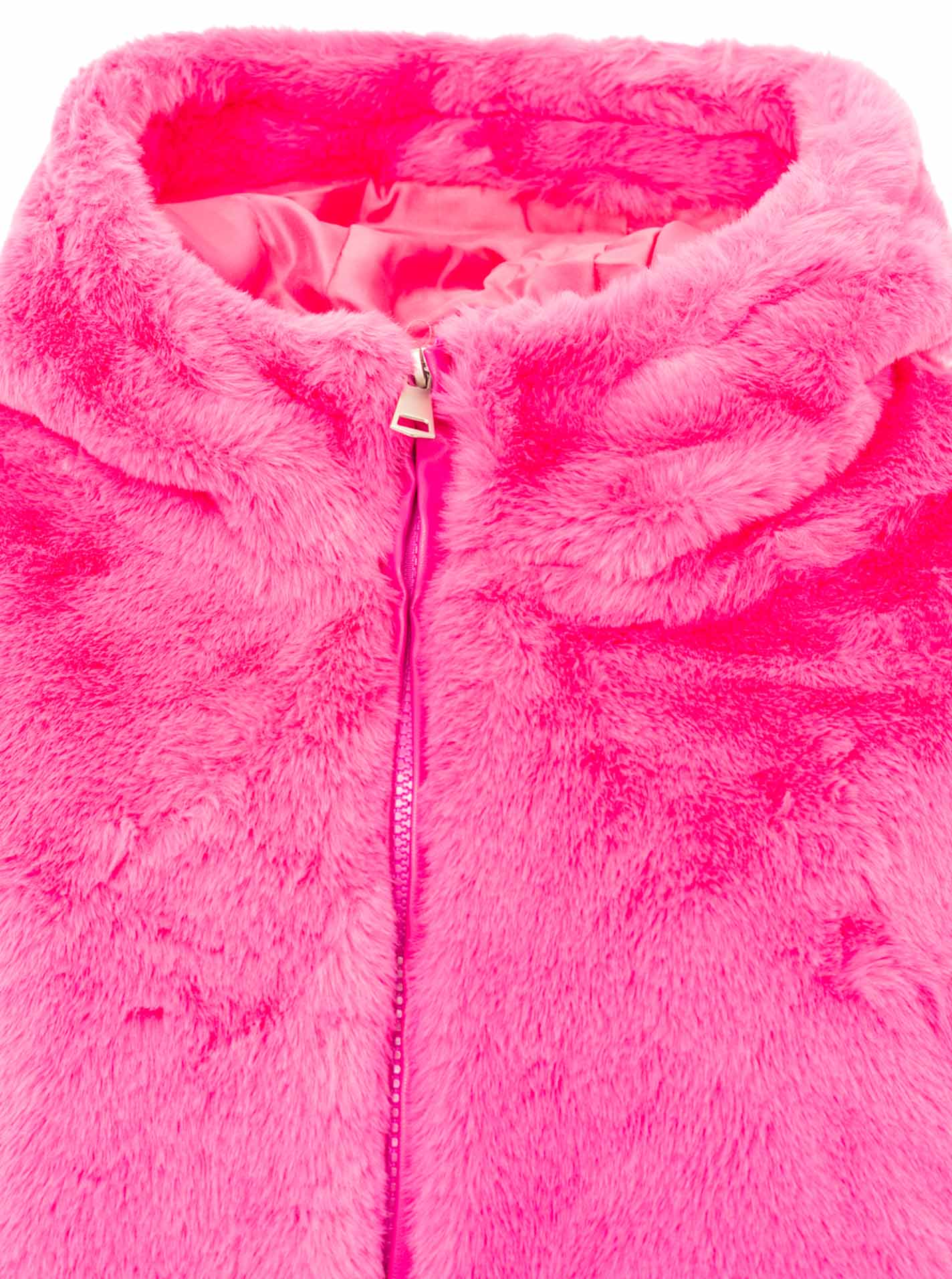 Zwillingsherz Fellweste Hood - Neonpink