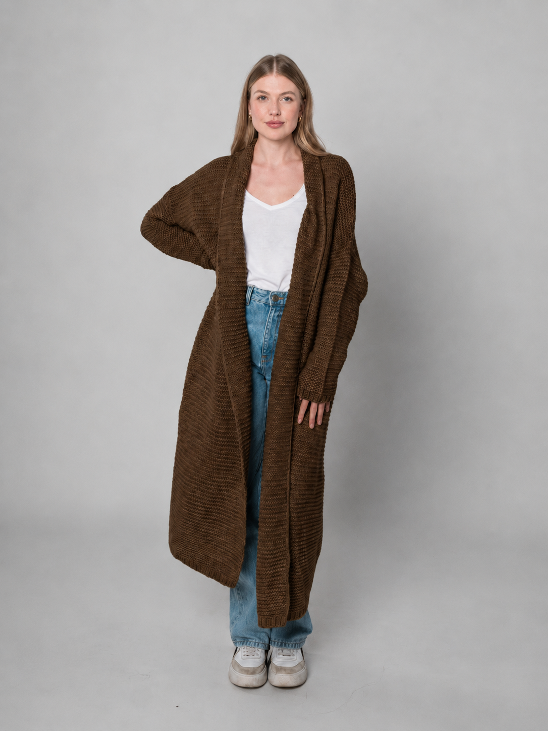 Strickjacke lang - Braun